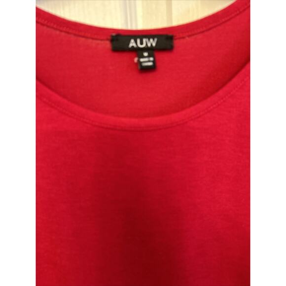 AUW size Medium Red Solid Slit Sleeve design, Tie Waist Polyester Blouse - Picture 3 of 9